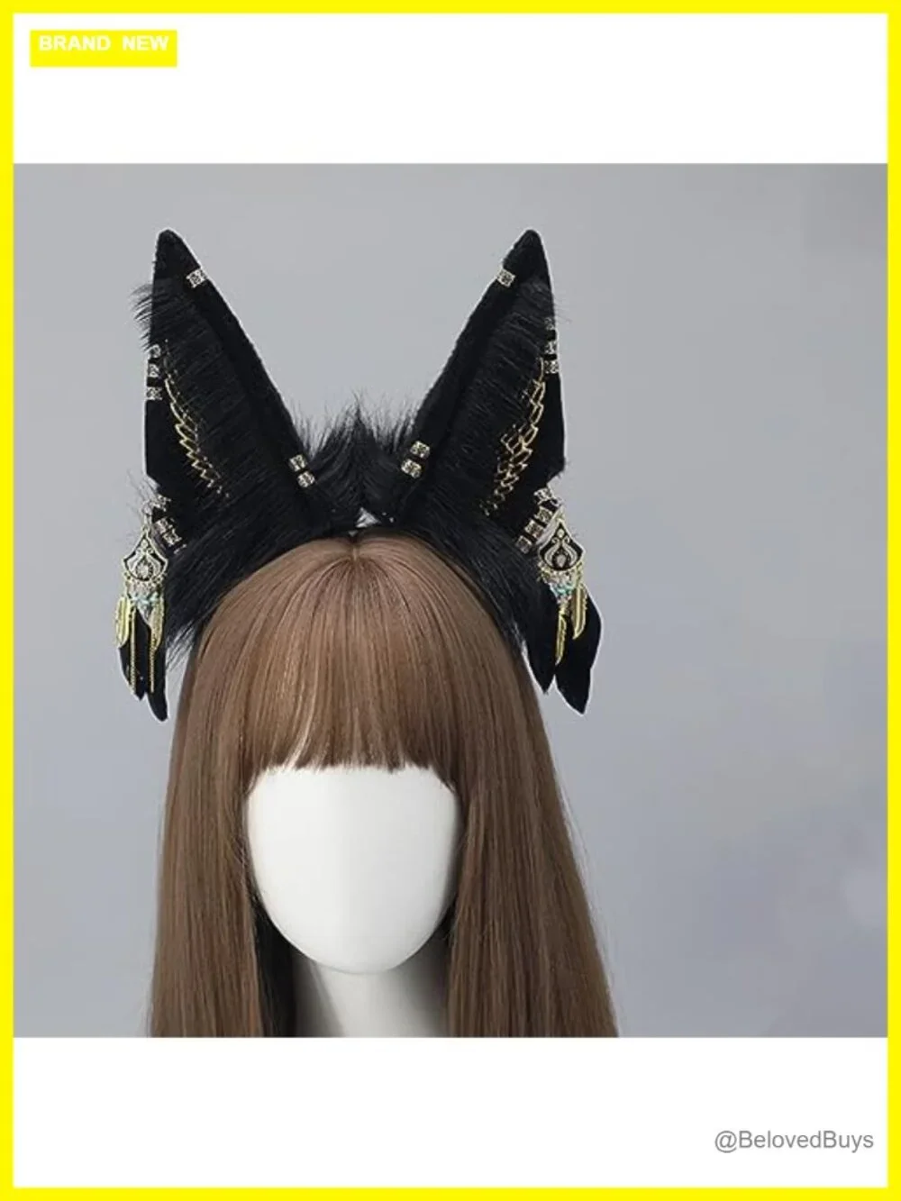 Faux Fur Wolf Ears Headband with Feathers Cat Fox Bunny Halloween Cosplay